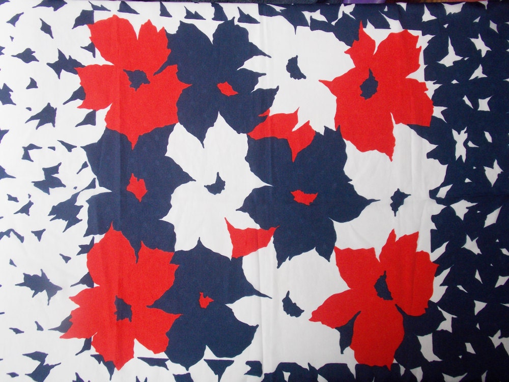 Flower Scarf, Square Scarf, Scarf, Marks and Spencer, St Michael’s, Flowers, Floral, Navy, Red