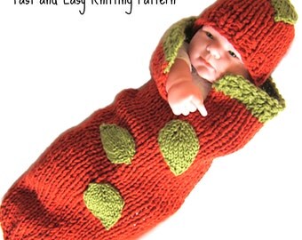 Knitting PATTERN - Baby Pumpkin Cocoon PDF - Infant Costume - Fast Easy diy