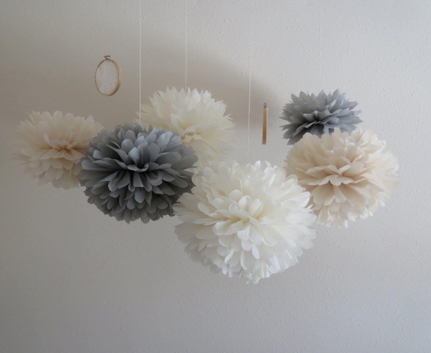 Vintage Chic PomPoms 6 PomPoms Paper by PrettywithSprinkles