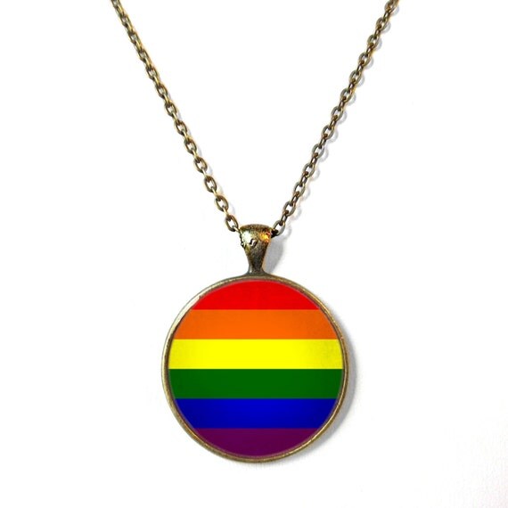 Gay Pride Flag Necklace Pop Culture Jewelry Pro Marriage Equality