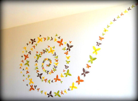 nursery decals wall butterflies for Paper butterflies Decals, large art, wall Wall Art, 100 Wall Nursery