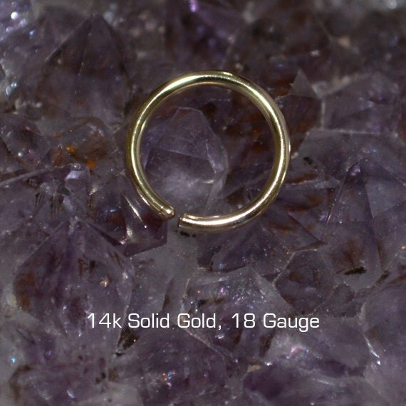 Solid Gold Nose Ring Hoop - Nose Ring - Nose Stud - Rook Earring - Septum Piercing - Tragus Jewelry - Cartilage Earring - Daith Piercing 18g