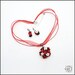Handmade Necklace and Earrings Set Red White Green, Polymer Clay Jewelry Set Tiny Flowers, With Love, For Her. READY TO SHIP.