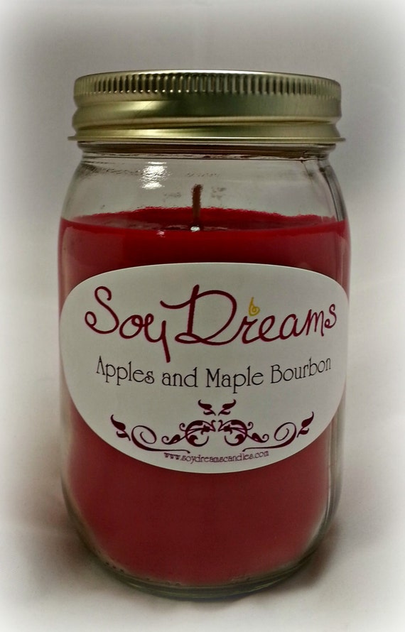 Apples and Maple Bourbon 16oz Soy Candle Jar by SoyDreamsCandles