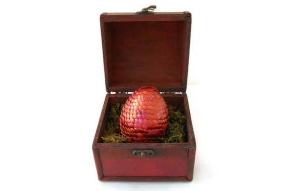 Fire Red Dragon Egg with Wooden Box from The Painted Scale