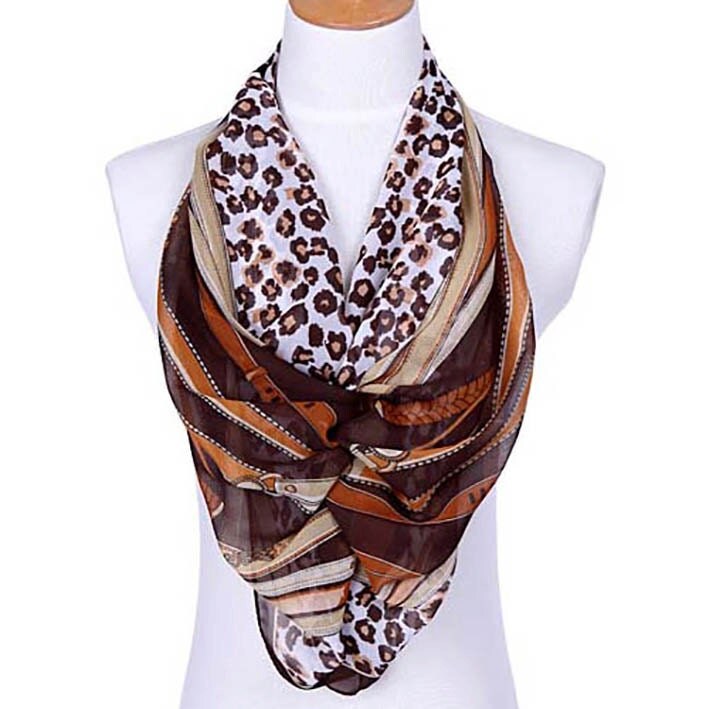 Womens Scarf Brown Scarf Leopard Print Scarf Floral Print