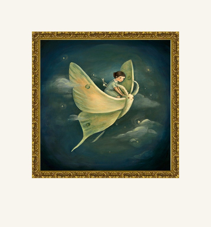 Original Painting / Moth Girl / Picture Book Artwork from