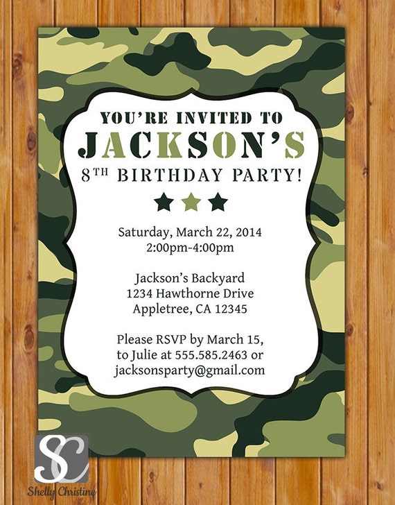 Camouflage Invitations Template Free 5