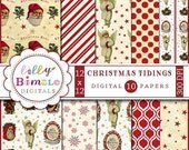 50% off Christmas digital scrapbook papers with Vintage Santa Claus, Snow Angels, Victorian Christmas Tidings Instant Download Il_170x135