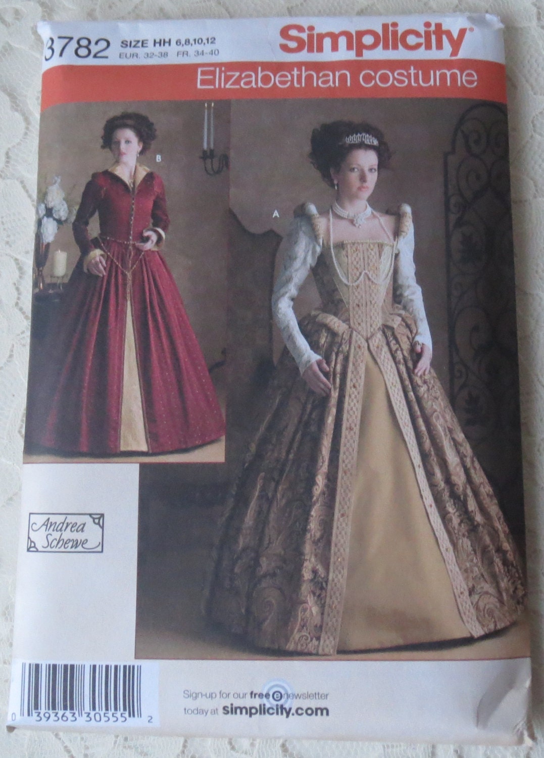 Simplicity 3782 Sewing Pattern Elizabethan Tudor Renaissance