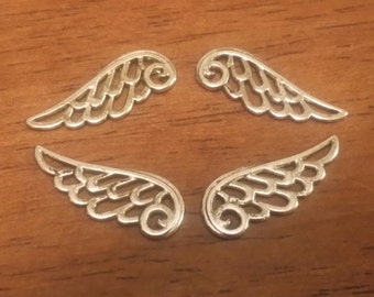 Wing Charms - 10 pc. - Angel Wing Charms - Lacy Wings - Lead Free - Lead Free Charms - Silver Wings - Silver Wing Charms