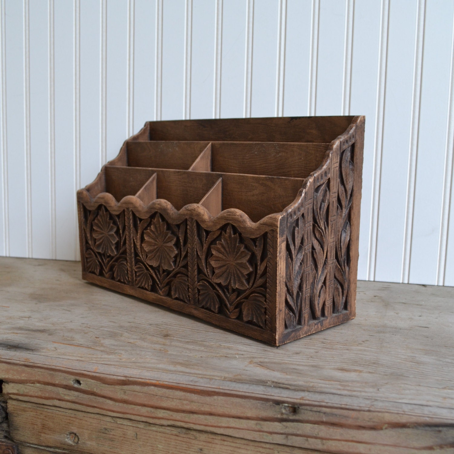 Vintage Desk Organizer by Lerner, Made in USA, Brown, Haute Juice