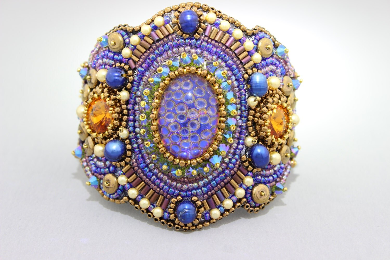 Beaded Jewelry Bead Embroidery Wide Statement Cuff