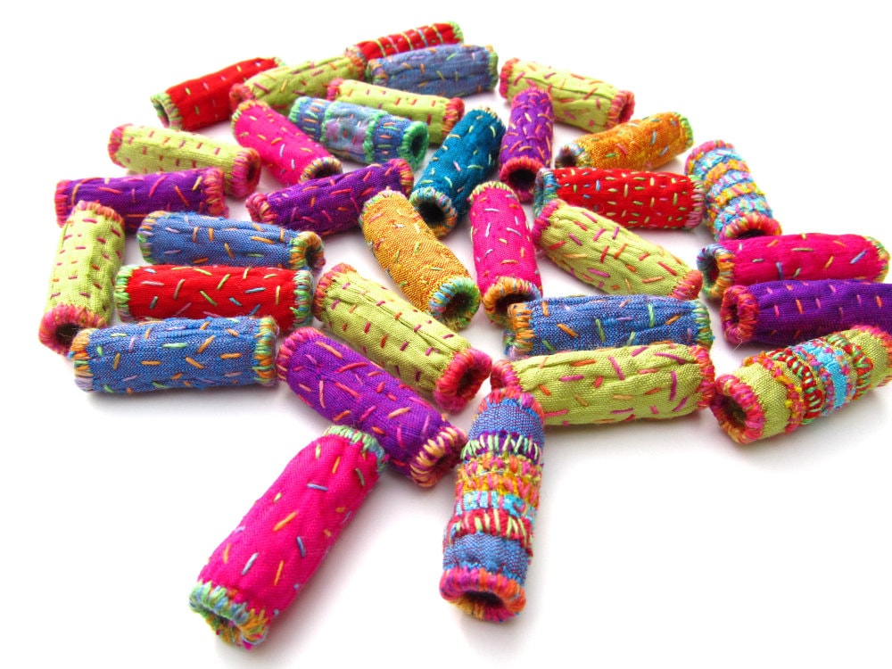 Quilted Fabric Beads PDF Tutorial Pattern. Embroidery Bead