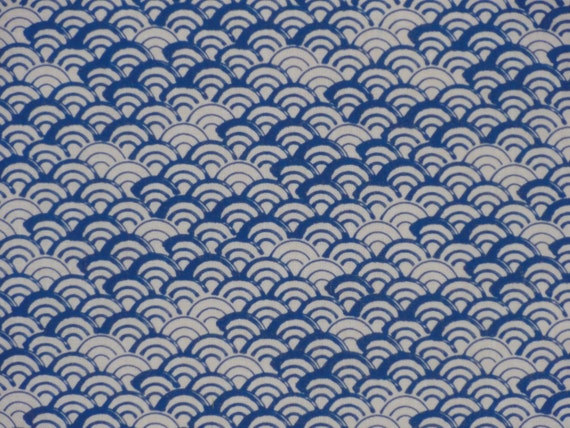 Tenugui 'Blue Vertical Waves' Japanese Seigaiha Fabric