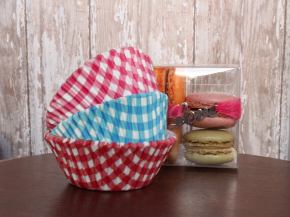 Gingham Cupcake Liners - Set of 25 - Paper Baking Cups Checkered Il_570xn