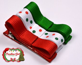 Christmas Set of 3 Hair Clips Basic Tuxedo Clips Alligator Non Slip Barrettes for Babies Toddler Girl Hair Bows