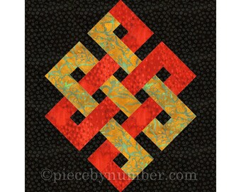 Eternity Knot quilt block, paper piecing quilt patterns, PDF quilt pattern, celtic knot patterns, endless knot, celtic quilt patterns