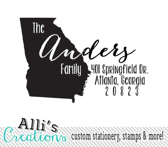 Personalized State Return Address Stamp You Choose Your State ALL States Available Georgia