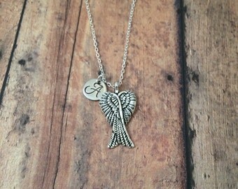Angel wings necklace - wings necklace, memorial necklace, angel wings jewelry, silver angel wings necklace, double angel wings necklace