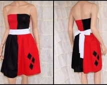 Harley Quinn Strapless Summer Sun D ress Cosplay Costume Adult All 