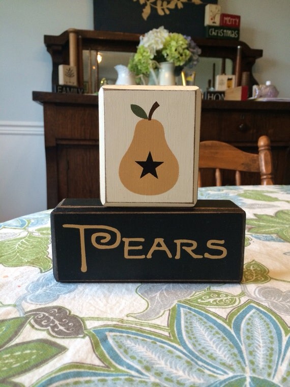 Pears primitive wood blocks stacking blocks rustic country