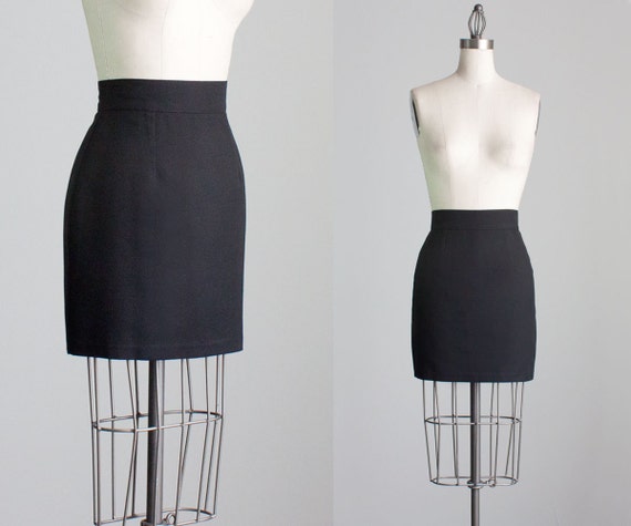 90s Vintage Simple Black Mini Skirt / XS / Small by decades