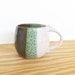 Stoneware Ceramic Coffee Cup in Sea Mist and White Glazes