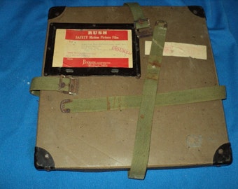 Vintage Film Reel Tan Strapped Shipping Box