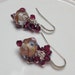 Ruby Red Swarovski Crystal Cluster Dangle Earrings with Glass Focal Bead