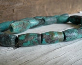 NEW Earthy Natural Turquoise Barrels - Average 15-25 x 8-13mm, 1/4 strand