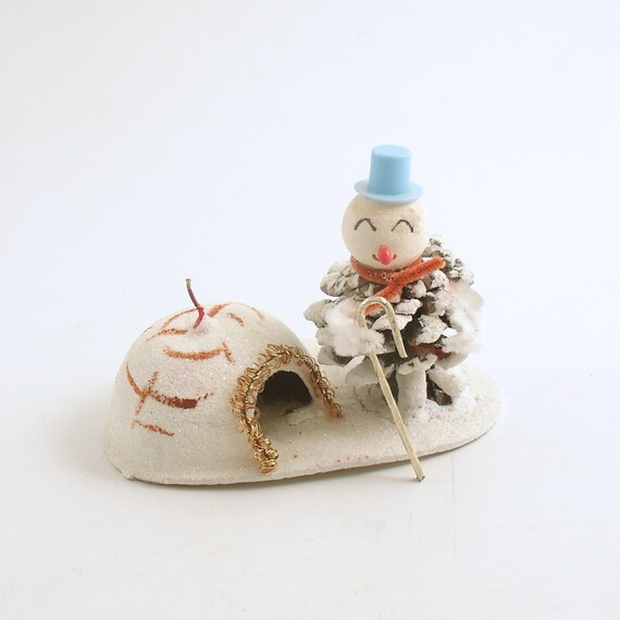 vintage christmas decoration snowman pinecone with igloo vintage christmas decoration snowman pinecone with igloo