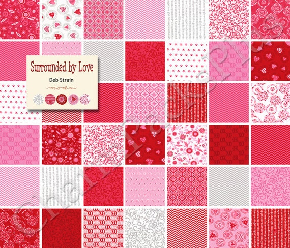 Surrounded By Love Moda Fabric Charm Pack Five Inch Quilt