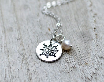 Little Snowflake Necklace - PMC, Fine silver, Sterling Silver, White FW ...