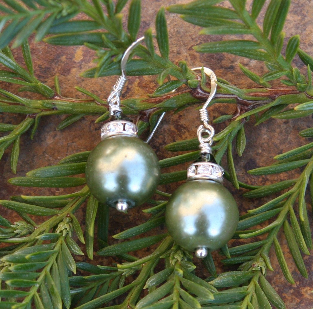 Christmas Holiday Sage Green Ornament Balls by TheGlassPixie