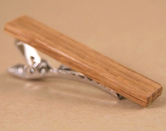 Tie Clip: Whiskey Barrel Oak Wood Tie Bar - Engraving Available!