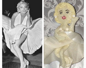 Marilyn Monroe, Miniature, famous people, felt dolls, child friendly, bendable, Art doll, jazz singer