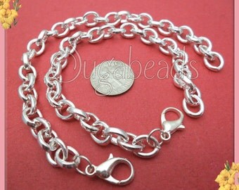 4 Silver Charm Bracelet Chains - Blank Silver Charm Bracelets 7.5 inches (CBSP8)