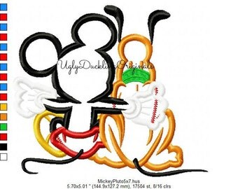Mickey Applique Design Pluto Machine Embroidery Digital Download