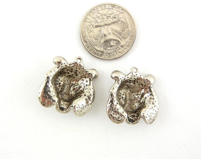 Pair of Antique Silver-tone Tiger Head Charms