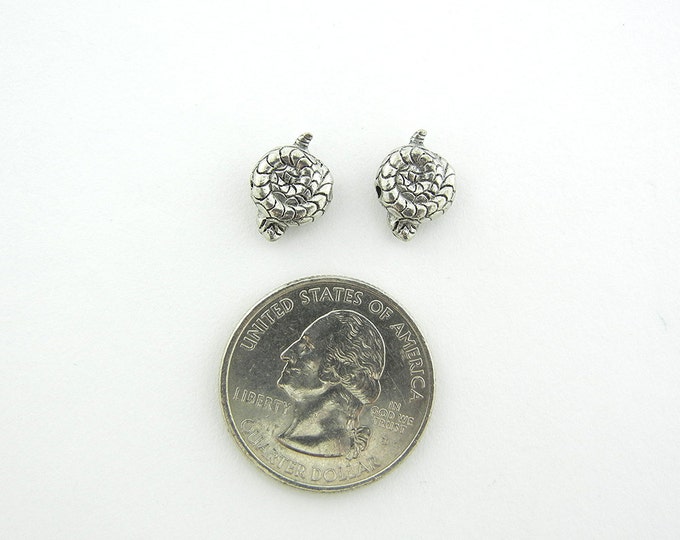 Pair of Pewter Curled Snake Beads