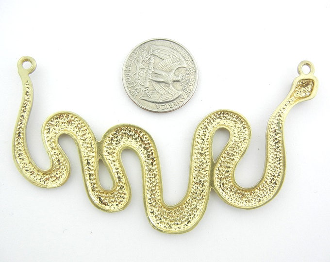 Double Link Brushed Gold-tone Curling Snake Pendant