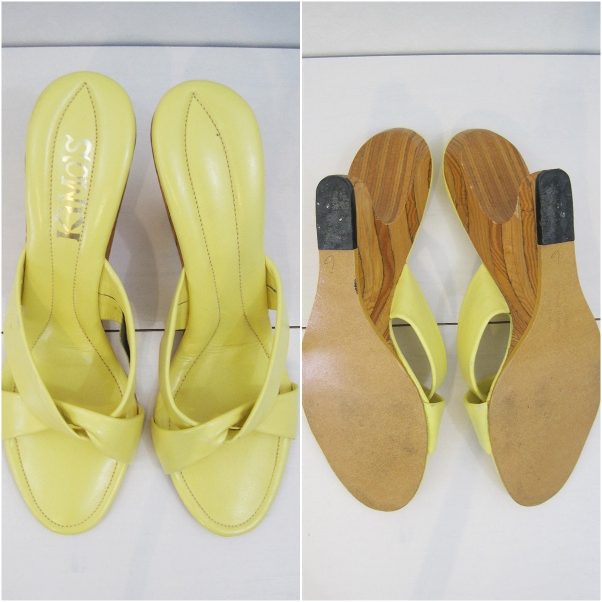 Vintage 60s Shoes Cantilever Floating Boomerang Heel Wood