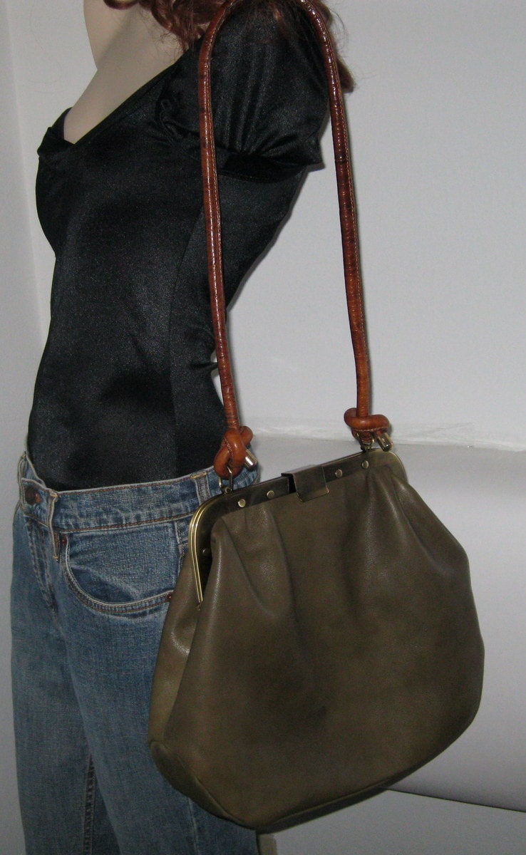 Vintage Furla Italy large frame bag tote shoulder bag cross