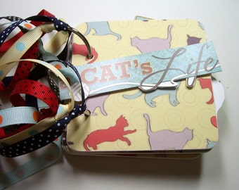 Cat Mini Album, Mini Album, Scrapbook, Memory Book, Coaster Album, Chipboard Album, Brag Book, Photo Album, Cat, Premade Album