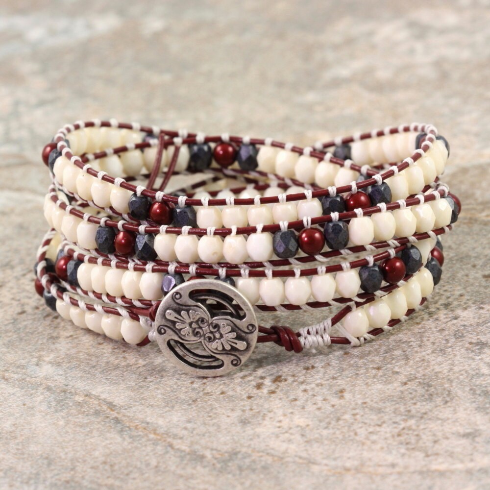 Maroon Bracelet Hippie Jewelry Skinny Bracelet Burgundy