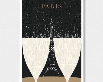 Paris Print, Eiffel Tower Minimalist Large art print Travel Poster, Modern Art Deco Poster Print, Paris Bedroom Art Gift for Girlfriend