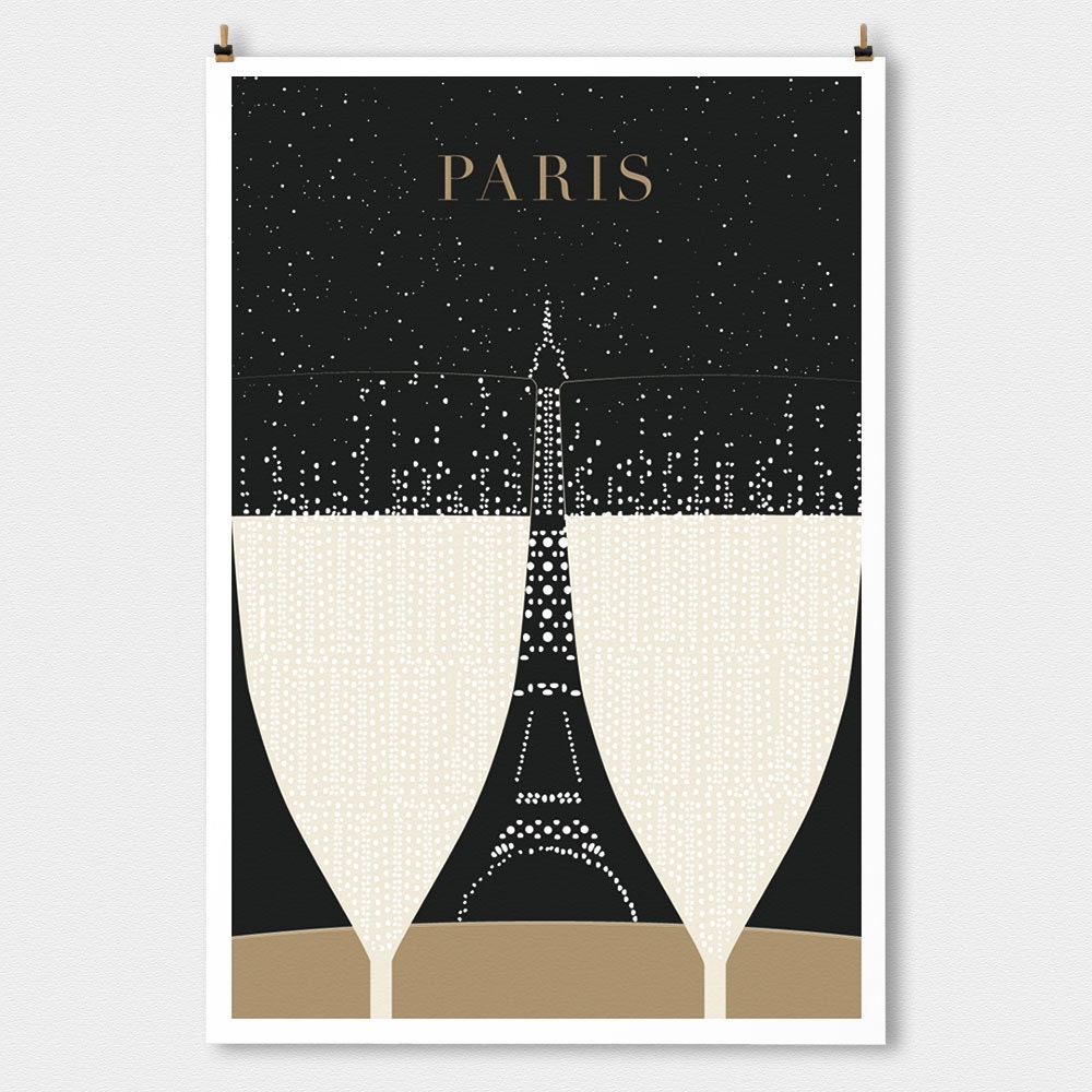Art Deco Poster Etsy Paris Print Eiffel Tower Minima Large Art Travel Poster Modern Deco