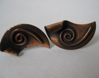 Modern Copper Earrings Screw Vintage