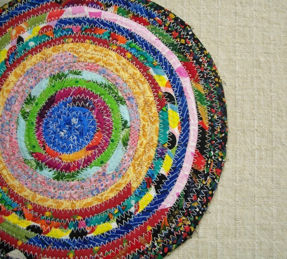 Rainbow Reversible Coiled Fabric Trivet 7.75 by Bonbonsandmore